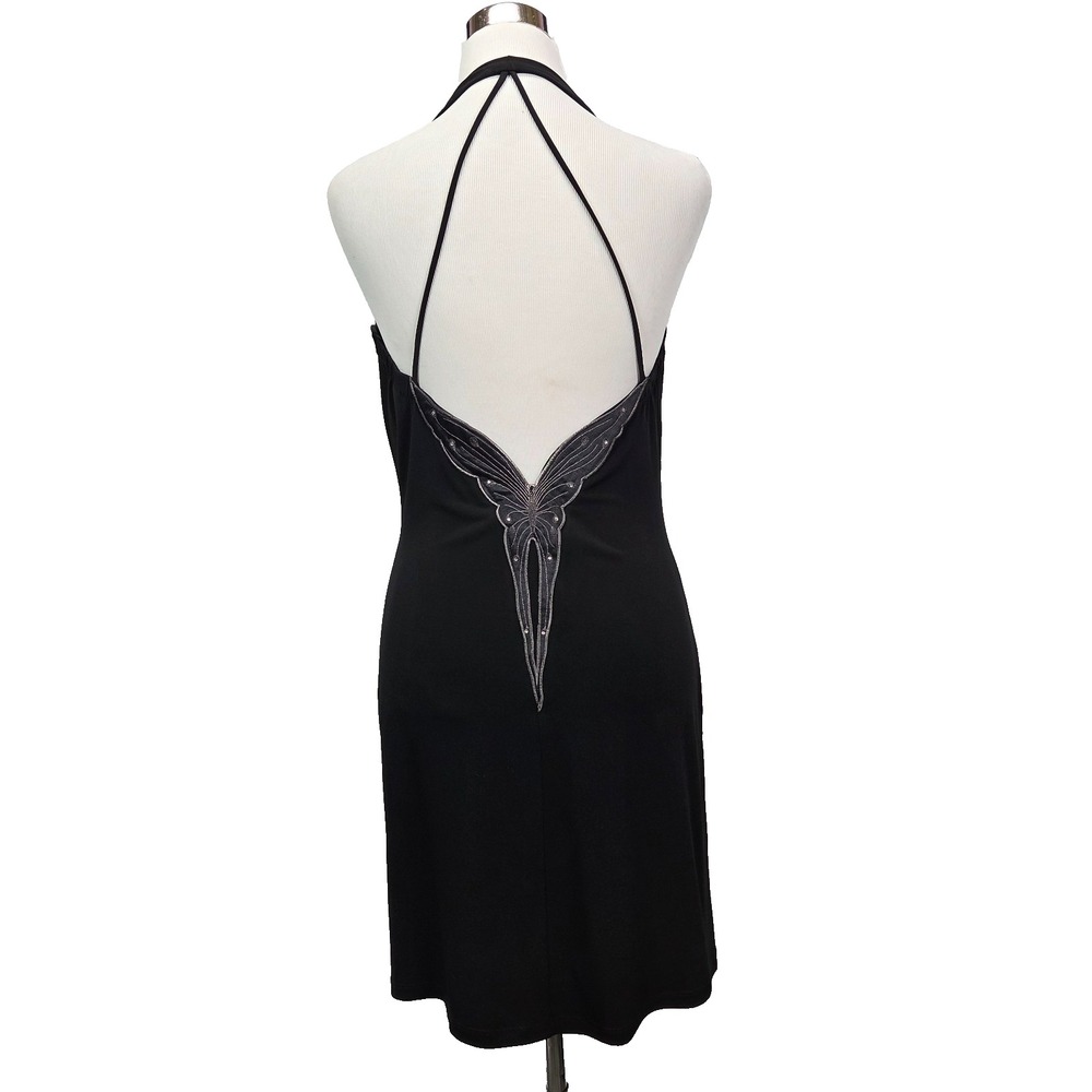 VTG Fredrick's Of Hollywood Mini Dress M Black Butterfly Whimsigoth Y2K Fairy - Picture 1 of 10